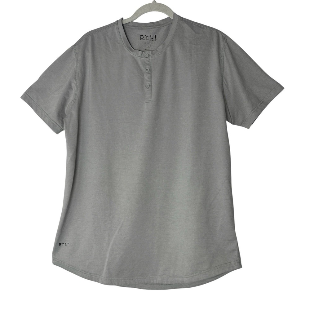 Bylt Polo Shirt Pullover Mens Large Gray Golf Short Sleeve Premium Basic Stretch